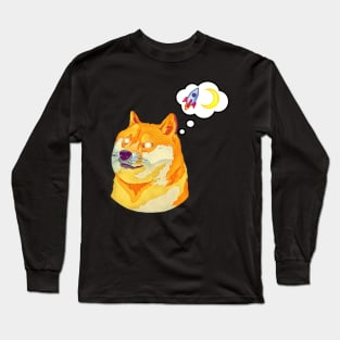 Laser Eyes Doge Shiba Inu To The Moon Long Sleeve T-Shirt